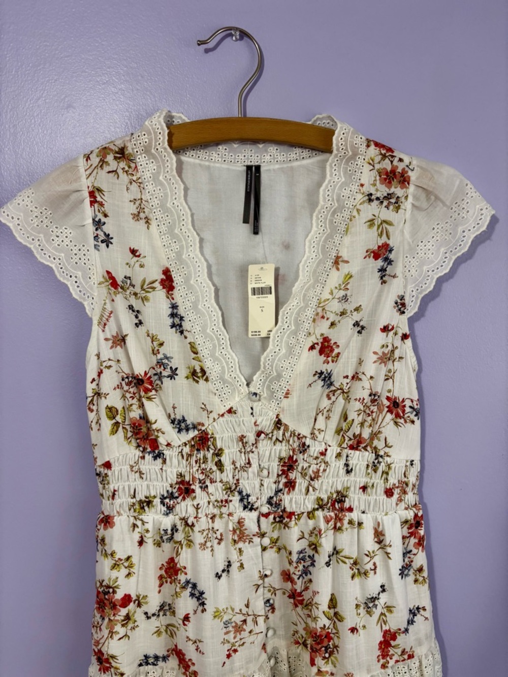 Anthropologie White Floral Tiered Midi Dress - Picture 8 of 14
